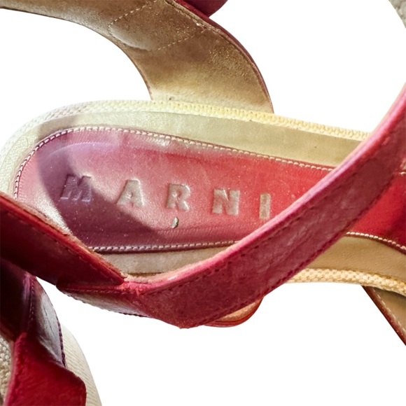 MARNI red leather wedge sandals MADE IN ITALY - Picture 4 of 13